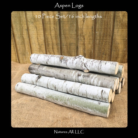 Fireplace Logs Decorative Logs Aspen Logs 10 Piece Set 16 Inch Lengths Rustic Home Decor
