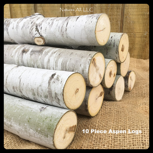 Fireplace Logs Decorative Logs Aspen Logs 10 Piece Set 16 Inch Lengths Rustic Home Decor