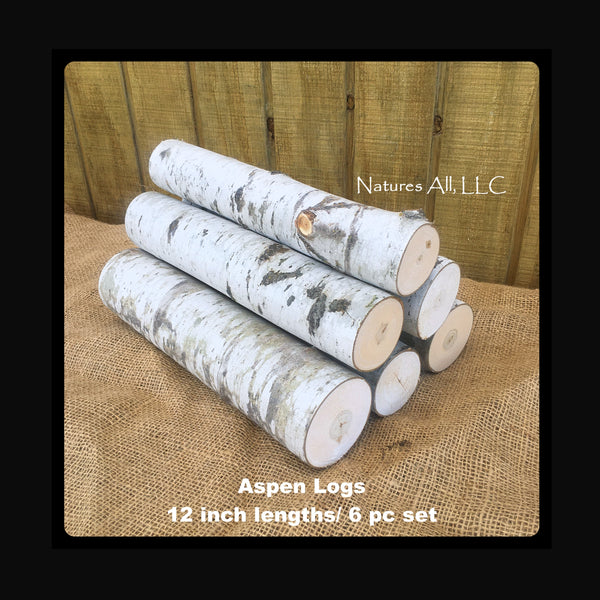 Fireplace Logs Decorative Logs Aspen Logs 6 Piece Set 12 Inch Lengths Rustic Home Decor