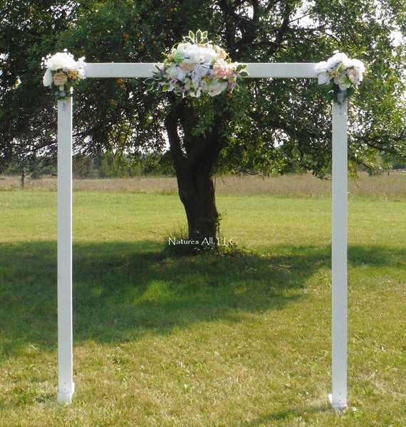 Wedding Arch/Wedding Arbor/Rustic Wedding Arch With Platform Stands Included/Indoors Or Outdoors/Country Wedding Backdrop/White
