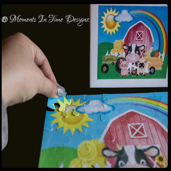 Personalized Children's Jigsaw Puzzle/Farm Animals/48 Piece /8x10 Puzzle For Kids/On The Farm