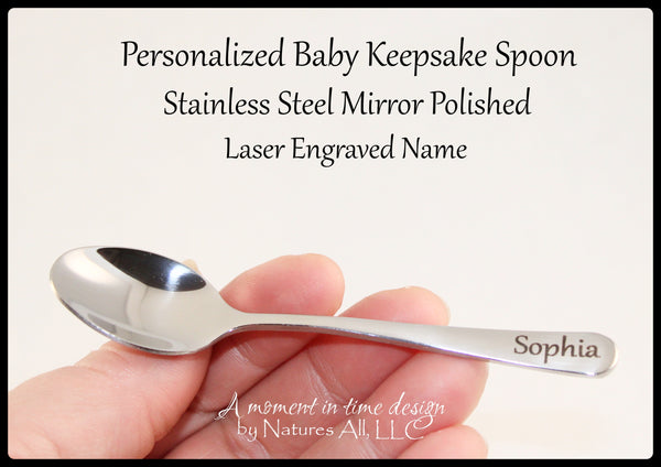 Personalized Baby Teaspoon, Laser Engraved Stainless Steel Baby Spoon, Gift For New Mom, Baby Shower Gift, Keepsake