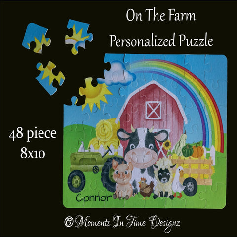 Personalized Children's Jigsaw Puzzle/Farm Animals/48 Piece /8x10 Puzzle For Kids/On The Farm