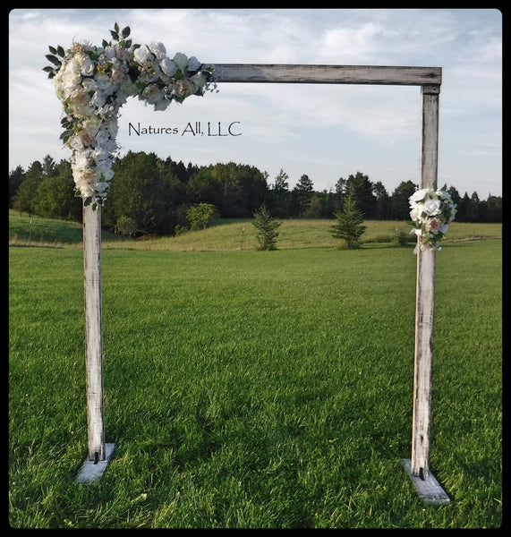 Wedding Arch/Wedding Arbor/Rustic Wedding Arch With Platform Stands Included/Indoors Or Outdoors/Country Wedding Backdrop/Distressed White